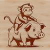 Cartoon Monkey Pig Hybrid Animal A digital illustration of a monkey-pig hybrid animal in vector format.