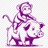 A monkey-pig hybrid graphic illustration in vector format.