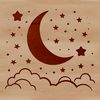 A detailed illustration of the Moon with its phases and craters.