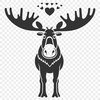Moose Vector Art with Heartfelt Design A realistic illustration of a moose, a wild animal native to North America, with love hearts incorporated into the design.