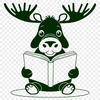 Wildlife Animal Vector Art A stylized vector illustration of a moose holding a book, suitable for craft projects or design templates.