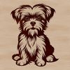 A cute sitting dog with a mixed breed appearance, suitable as clip art.