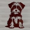 Vector Illustration of a Morkie Breed Dog A Morkie sitting on a surface, depicted in vector format.