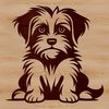 Adorable Morkie Clip Art A cute, furry Morkie dog sitting on the floor, ideal as a vector graphic for personal or commercial use in design projects.