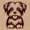 A small dog sitting on its hind legs, depicted as a vector illustration.