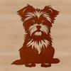 A small breed dog, sitting on its haunches, created as vector art for digital use.