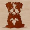 Cute Terrier-Maltese Mix Profile Silhouette A small, adorable terrier-maltese mix sitting in a profile pose.