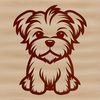 Morkie Silhouette Vector Graphic A simple line drawing of a Morkie sitting on the floor.