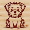 Adorable Morkie Line Art A simple line drawing of a small dog breed sitting on its hind legs.
