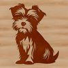 A cute small dog breed, the Morkie, sitting on a surface with its ears up.