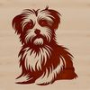 Cute Sitting Pooch SVG Clip Art A small dog breed, the Morkie, sitting on its haunches.