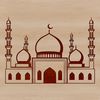 A stylized illustration of a mosque with arches and domes, suitable for vector design or cutting machine projects.