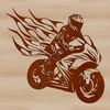 A sleek, stylized illustration of a motorcycle with bold lines and simple details.