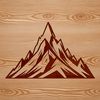A detailed SVG illustration of a majestic mountain landscape with rugged peaks and valleys.