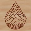 Illustrated mountain landscape for vector art designs, ideal for Cricut cutting machine stencils.