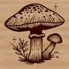 Fungi Illustration in Vector Format A stylized illustration of a mushroom in vector format, suitable for cutting machines or laser cutters.