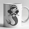 Mythical Sea Siren A mythical sea creature with a human upper body and fish tail, suitable as clip art for digital design.