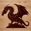 A majestic mythical creature with fiery spirit. A fantasy mythical creature with wings and fire-breathing ability.