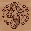 Aquatic Beauty in Stylized Vector Design A mythical aquatic creature with human upper body and fish tail, depicted in a stylized vector design.
