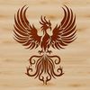 Stylized Phoenix Vector Graphic A stylized illustration of an ornate mythical creature, the Phoenix, designed as a vector art file.