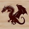 A stylized vector illustration of a mythical dragon with scaly texture and fire-breathing details.