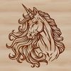 A mythical creature from fairy tales, depicted as a horse with a single horn on its head.