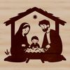 A classic Christmas nativity scene depicted in a simple, vector style, suitable for cutting machines and commercial use.