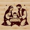 A traditional Christmas scene featuring the Holy Family.