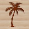 Tropical Oasis Tree Illustration A large, tropical palm tree with long leaves swaying in the wind.