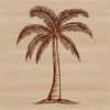 Palm Tree Cluster Vector Art Illustration of a cluster of palm trees in a tropical landscape with clear blue sky in the background.
