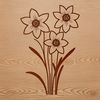 Detailed vector drawing of a single daffodil plant in bloom.