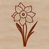 A simple illustration of a daffodil plant with trumpet-shaped flowers, suitable for clip art designs.