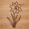 Green and White Blooms A simple illustration of a single daffodil flower with green stem and leaves.