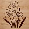 Simple Yellow Flower Icon A single daffodil plant with bright yellow trumpet-shaped flowers on long stems.