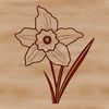 Easter-Themed Floral Clip Art A detailed illustration of a daffodil plant with trumpet-shaped flowers.