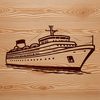 Beautiful Cruise Ship Design A sleek nautical vessel sailing across the ocean on a sunny day.