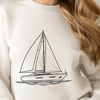 Sailboat Design Vector A simplified illustration of a sailboat with detailed lines and shapes.