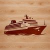 Free Vector Cruise Ship Graphic A stylized illustration of a large nautical vessel in motion, designed as a vector graphic.