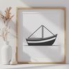 Calm Waters Boat Illustration A simple illustration of a small boat on calm waters.