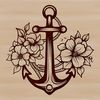 Nautical Floral Patterns Vector Art Vector illustration of ornate anchor designs with floral patterns.