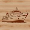 A large nautical vessel cruising through calm waters on a sunny day.