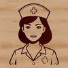 An illustration of a woman dressed as a nurse with a professional demeanor.