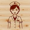 A female professional in a nurse's uniform with a caring expression.