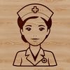 A simple outline illustration of a female nurse in a white uniform.