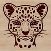 Wild Ocelot Close-Up Portrait A close-up illustration of a wild ocelot's head, featuring distinctive facial features and markings.