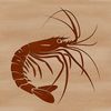 Edible Shrimp Illustration A detailed illustration of a small, edible shrimp with its shell and legs.