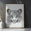 Agile Feline Design A sleek and agile wild animal with a distinctive head shape, featuring sharp features common in big cat species.