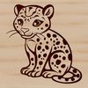 Wildcat Silhouette Design A realistic illustration of a sitting wild animal, a large cat species with distinctive markings.