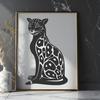 A sitting ocelot animal depicted as a vector graphic illustration.