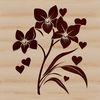Colorful Orchid Plant with Love Hearts Illustration A colorful illustration of an orchid plant with love hearts surrounding the flowers.